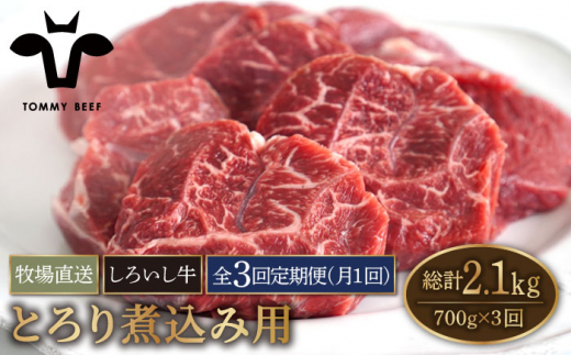 【牧場直送】【3回定期便】佐賀県産 しろいし牛 とろり 煮込み用 700g【有限会社佐賀セントラル牧場】 [IAH139]