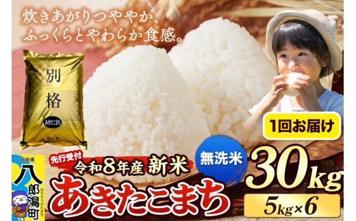 《令和8年産 新米受付》米 あきたこまち 30kg（5kg×6袋）【無洗米】秋田県産 [新米 先行予約 先行受付 米 コメ 無洗米 あきたこまち おいしい 美味しい 安全 自然の恵み]