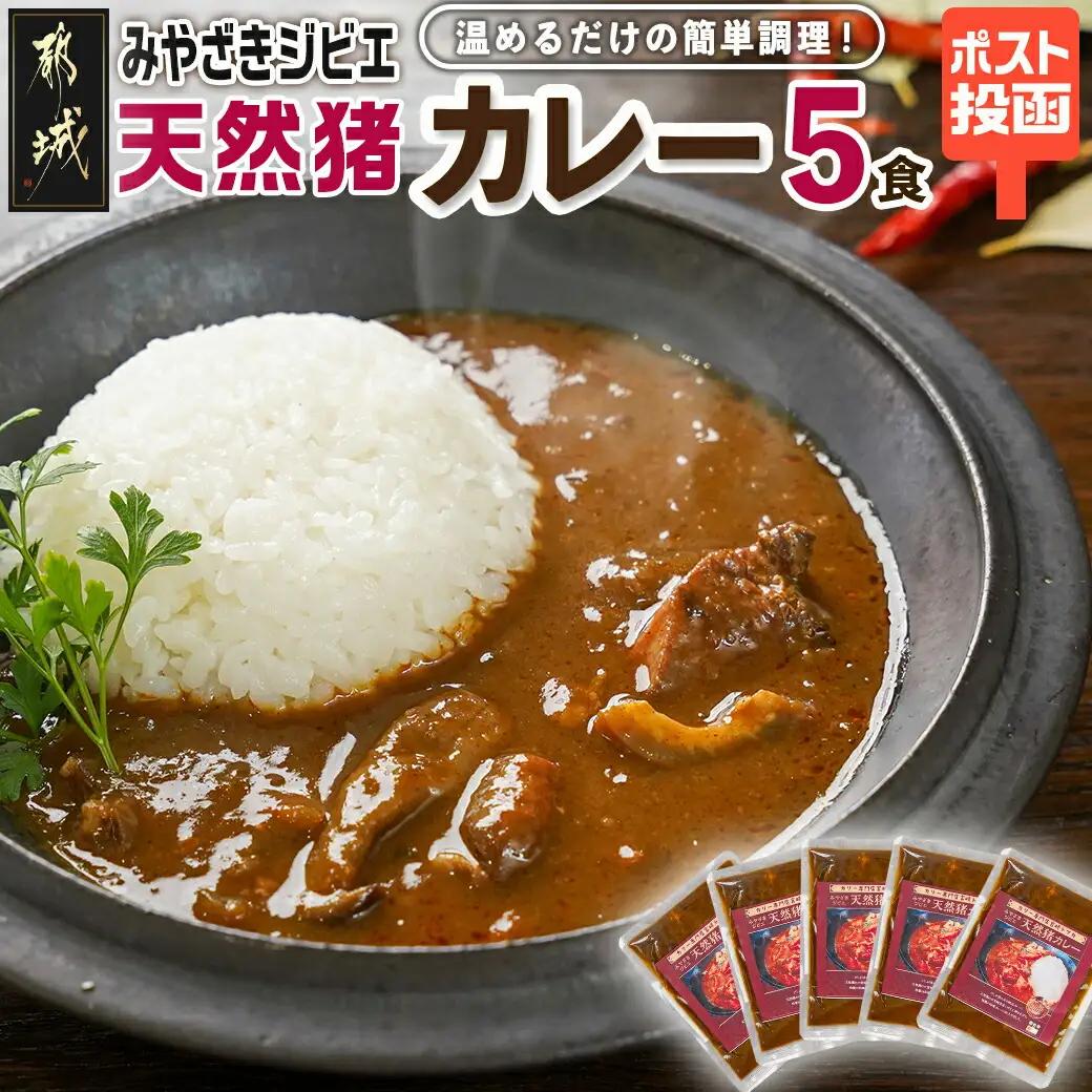 トプカ☆みやざきジビエ天然猪カレー5食セット※ポスト投函_LD-J905_(都城市) カレー専門店 手づくり イノシシ ジビエカレー 和風 レトルト ポスト投函