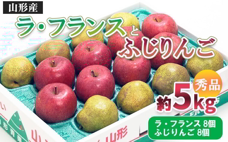 
                  山形市産 ふじりんご・ラ・フランス 詰合せ 5kg【令和8年産先行予約】FS25-792
                