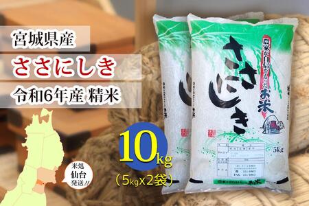 【宮城県産 ささにしき】令和6年度産 精米 10kg（5kg×2袋） 精米 精米 精米 精米 精米