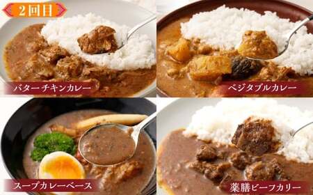 カラダ想いのスパイスカレープラスワン（カレー4種×2回、カレー２種ときのこご飯の素１種2袋×1回）毎月【3回定期便】 きのポックルカレー まぜてご飯 豚バラジンジャーカリー きのこスパイスカレー 薬膳