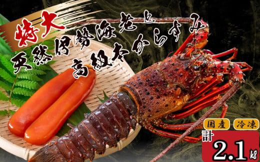 特大伊勢海老 3匹 高級 本からすみ 300g  ( 特大サイズ 急速冷凍 えび エビ からすみ カラスミ 珍味 高級 鮮魚 海鮮 魚介 魚卵 刺身 焼き物 汁物 セット ギフト 贈答 贈り物 祝い 歳暮 中元 ) IKY064