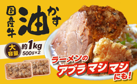 自家製 国産 牛 あぶらかす 小 1kg (500g×2) ホルモン 油かす かすうどん お好み焼き
