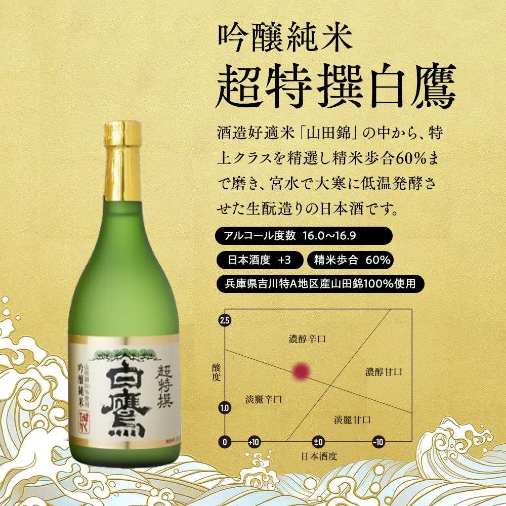 【日本酒】 白鷹 こだわりの味セット 720ml 3本入  西宮市兵庫県 日本酒