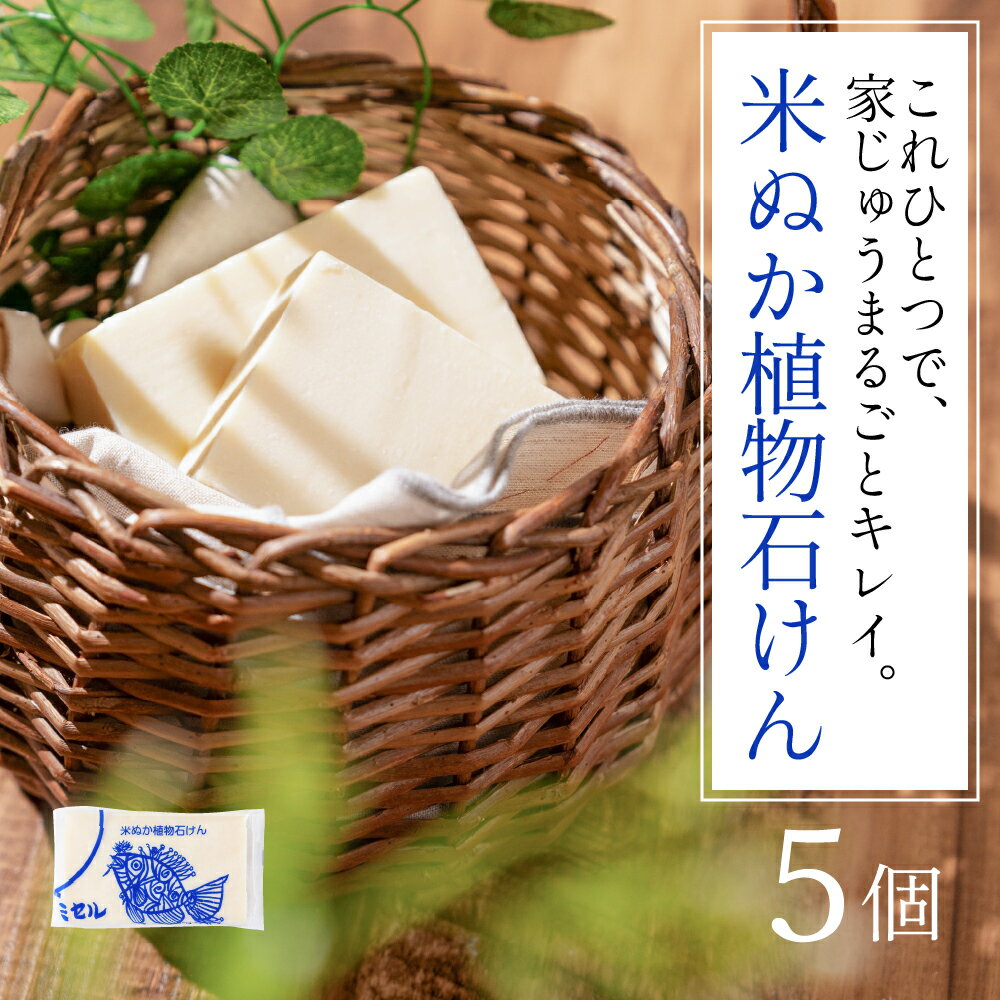 【ふるさと納税】米ぬか植物石けん 5個セット 5個 せっけん 石けん 石鹸 固形石けん 固形 洗剤 洗濯 洗濯石けん 無香料 手作業 掃除 食器 食器洗い 日用品 愛知県 豊橋市 10000円