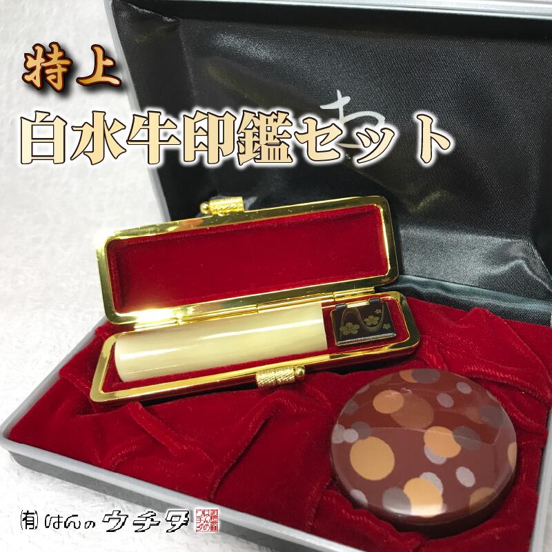 【ふるさと納税】 特上白水牛印鑑セット ケース赤 印鑑 はんこ ハンコ 実印 認印 贈答用 プレゼント 父の日 母の日 はんのウチダ 高級 ギフト 就職祝い 結婚祝い 成人祝い 卒業祝い 入学祝い 記念品 オリジナル 判子 印章 白水牛 牛角 牧之原市 静岡県