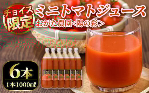 
            【D7025】＼ふるさとチョイス限定／＜おがた農園のミニトマトジュース＞ 陽の彩 ー ひのいろ ー (1000ml×6本) トマト ミニトマト ジュース トマトジュース ミニトマトジュース 飲料 甘味 酸味 野菜 ギフト プレゼント【おがた農園】
          