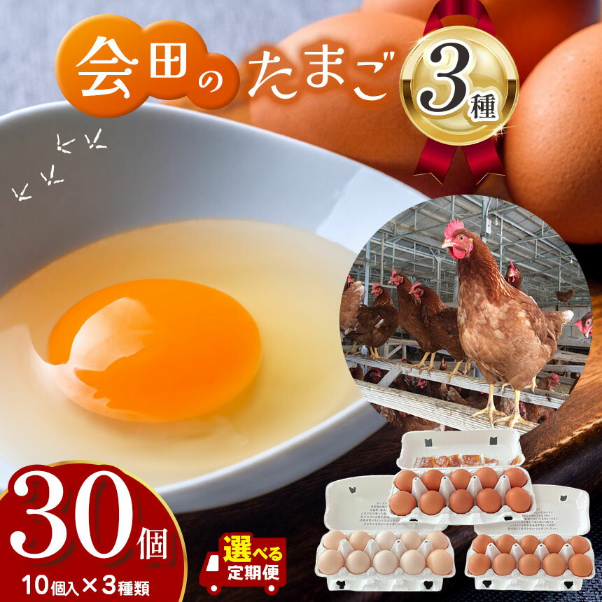 【ふるさと納税】【定期便も選べる】会田のたまご3種詰め合わせ 30個 （1パック10個入り×3種類) ｜ ふるさと納税 信州 鶏 卵 たまご 温泉卵 長野県 松本市 美味しい