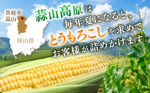 蒜山高原の黒ぼこの大地で育ったシャッキシャキのとうもろこしを産地直送でお届けします。生でも美味しい！