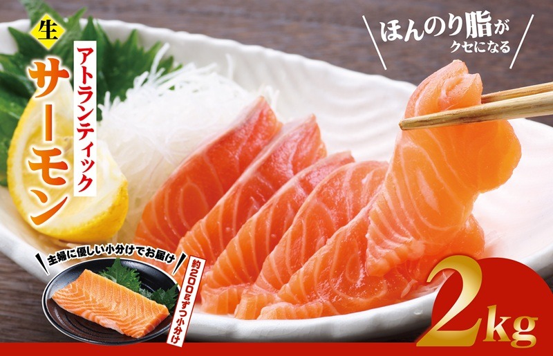 G3553 生食可！アトランティックサーモン 合計2kg【小分け 柵切り 刺身 魚介 海鮮】