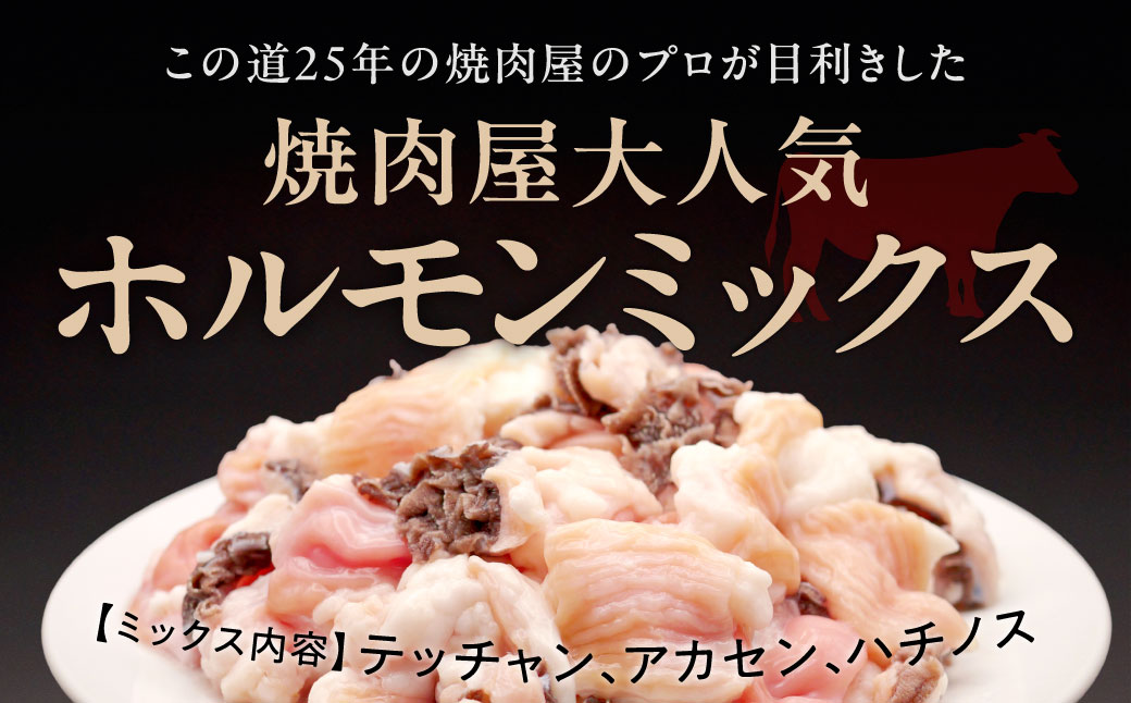 牛ホルモン MIX 1.2kg 焼肉工房もく 焼肉 もく ホルモン 牛ホルモン 牛肉 てっちゃん 奈良市 奈良 なら 9-020