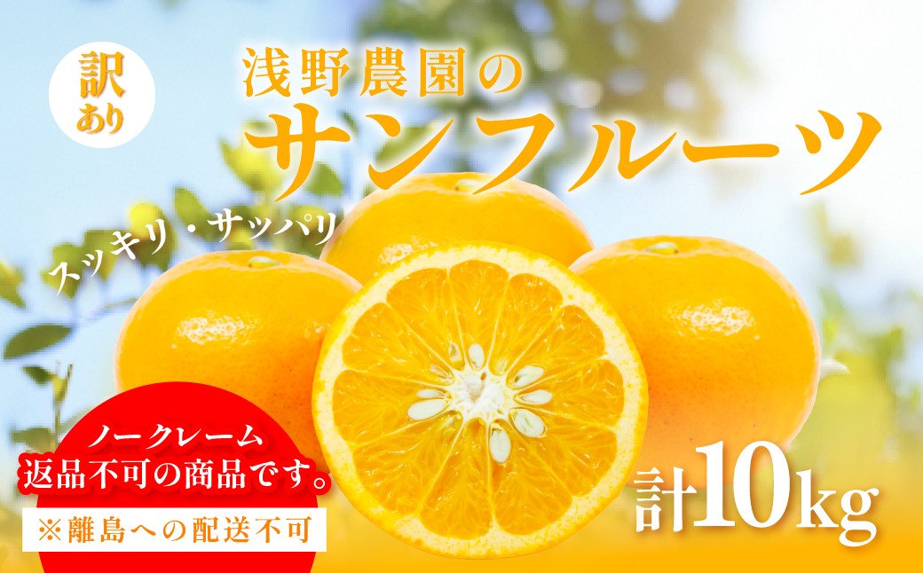 
                  【先行予約】【訳あり】浅野農園のサンフルーツ 計10kg ※離島への配送不可（2027年3月中旬頃より順次発送予定）  【ふるさと納税 人気 おすすめ ランキング 柑橘 みかん ミカン オレンジ  サンフルーツ フルーツ 訳あり 果物 くだもの 旬 愛媛県産 愛媛みかん 浅野農園 愛媛県 伊方町 送料無料】 IKTAC011 
                