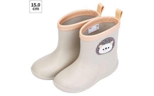 ワッペン 付き レインブーツ【15cm】 長靴 キッズ 子供 おしゃれ かわいい スケーター skater Pompon's ハリネズミ はりねずみ 動物 キャラクター【 反射テープ付き ながぐつ 雨具 雨の日】 奈良県 奈良市 なら 5-099