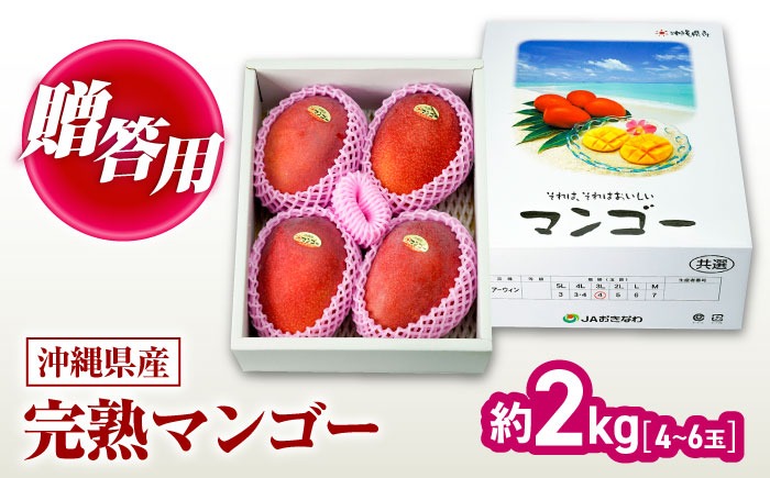 【先行予約】【2027年発送】 完熟マンゴー 約2kg (4～6玉 / 化粧箱・秀品) マンゴー 沖縄 果物 フルーツ ギフト 沖縄市 / ちゃんぷる～市場 [BCAA004]