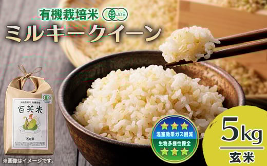 百笑米「天の恵」有機栽培ミルキークイーン5kg　～玄米～【1458518】