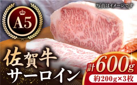 【最高級 A5ランク】佐賀牛 サーロイン ステーキ 600g（約200g×3枚）【肉の三栄】 [HAA005]