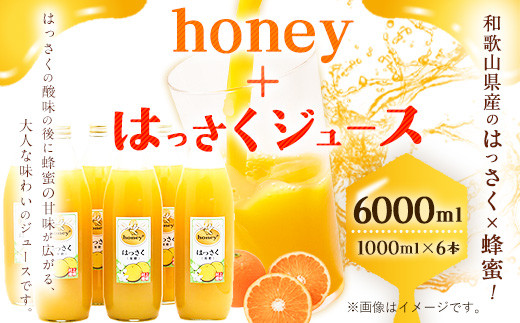 honey＋はっさくジュース 1000ml×6本 村上養蜂《30日以内に出荷予定(土日祝を除く)》和歌山県 紀の川市