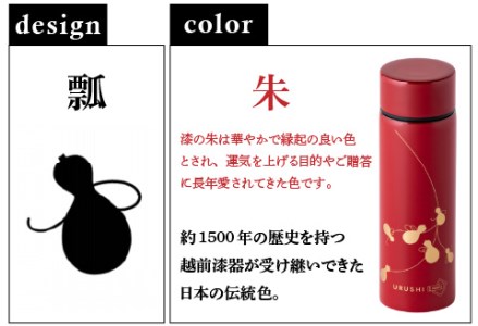 URUSHIPOKETLE　瓢デザイン 120ml　朱  水筒 伝統工芸品