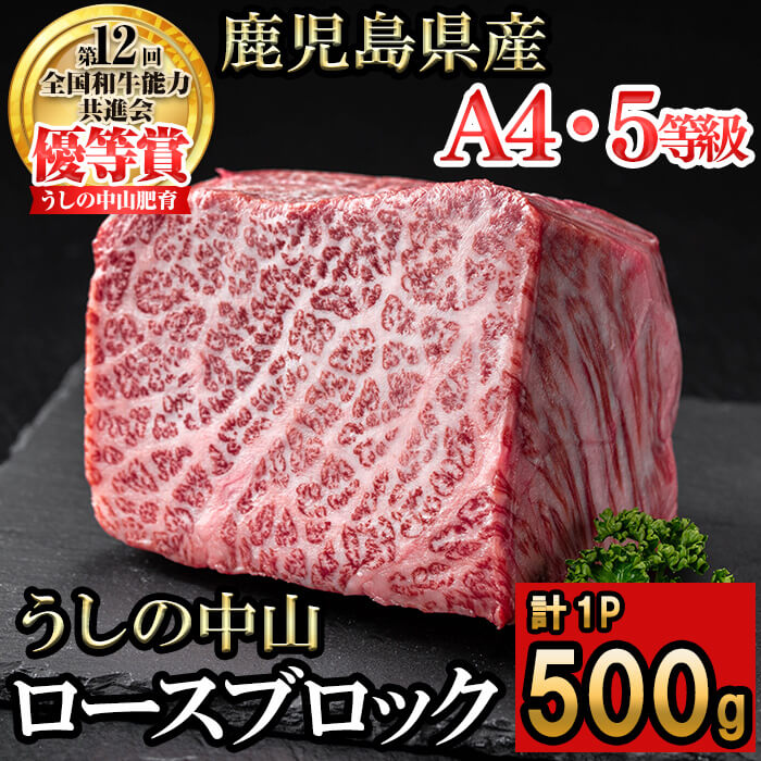 【ふるさと納税】うしの中山 ロースブロック 500g×1P 黒毛和牛 和牛 肉 牛肉 国産 九州産 鹿児島県産 ロース 焼肉 ローストビーフ たたき 煮込み 日本一 冷凍 ブロック肉 BBQ バーベキュー ステーキ【nixy CHUZAN】c0-126