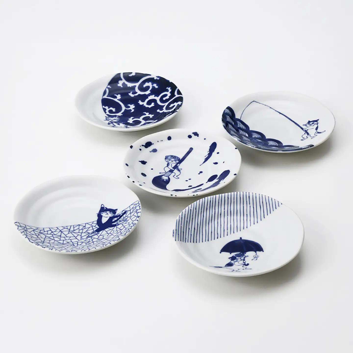 【美濃焼】SHICHITA 小皿 揃 木箱入 【山勝美濃陶苑】 プレート 食器セット 猫[MEC065]