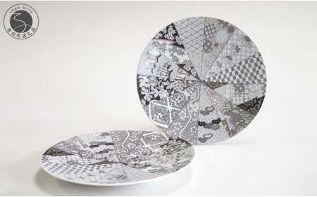 有田焼 JS旭日吉祥紋・ペアフラットプレートS ARITA PORCELAIN LAB【アリタポーセリンラボ】モダン おめでたい モノトーン お正月 おせち A60-108