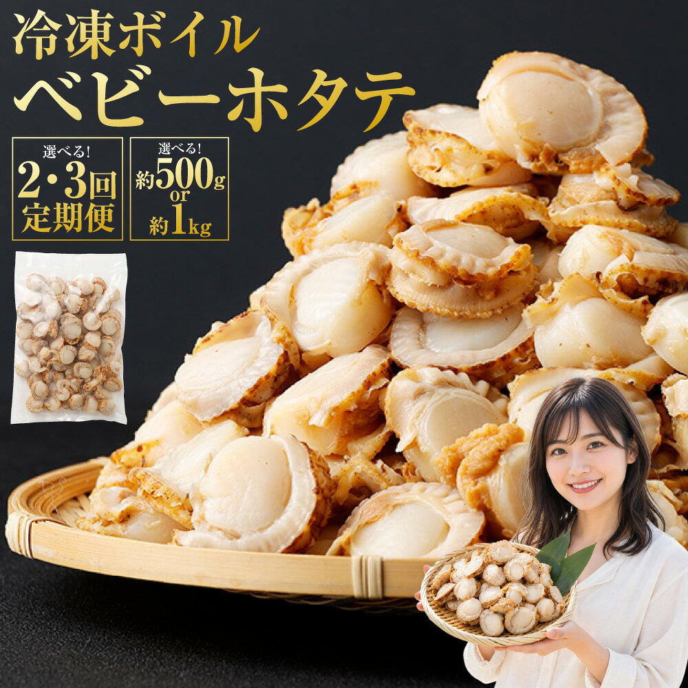 【ふるさと納税】＜選べる定期便・内容量＞ 冷凍 ボイル ベビーホタテ 1回あたり500g×1パック / 計1kg（500g×2パック） 1ヶ月毎 2回 3回 ほたて 帆立 ホタテ 貝 貝類 魚貝類 水産物 サラダ フライ バター焼き グルメ おかず 料理 北海道産 国産 北海道 豊浦町 送料無料