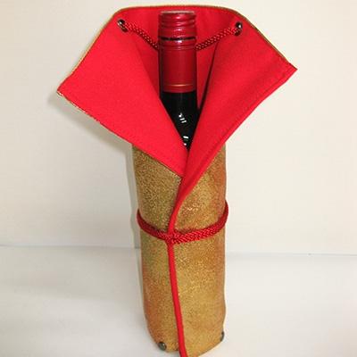 ふるさと納税 筑前町 本場筑前博多織でつくった【おさけのきもの】(金糸文様)ボトルカバー