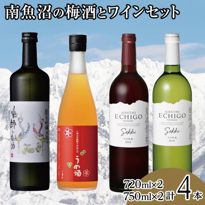 南魚沼の梅酒とワインセット(720ml×2本・750ml×2本)