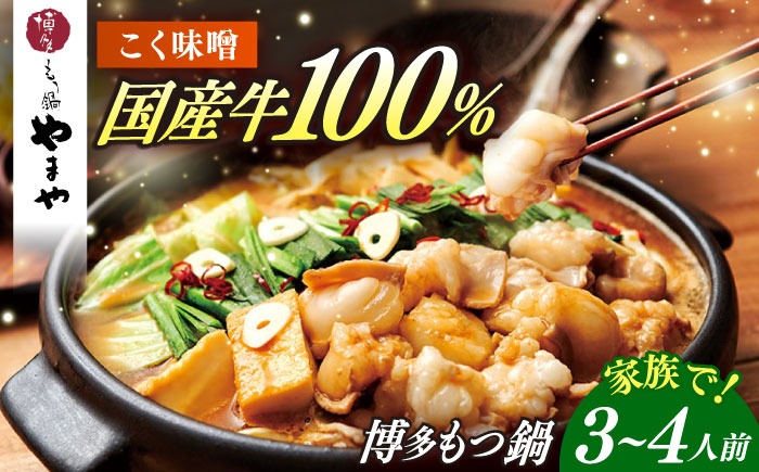 博多もつ鍋やまや もつ鍋 こく味噌味(3〜4人前) 《築上町》【株式会社やまやコミュニケーションズ】 なべ 博多もつ鍋 人気 おすすめ[ABES019]