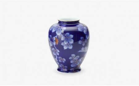 有田焼 呉須ブドー 8号 花生【深川製磁】花瓶 花器 壺 インテリア 伝統工芸 縁起柄 aa044