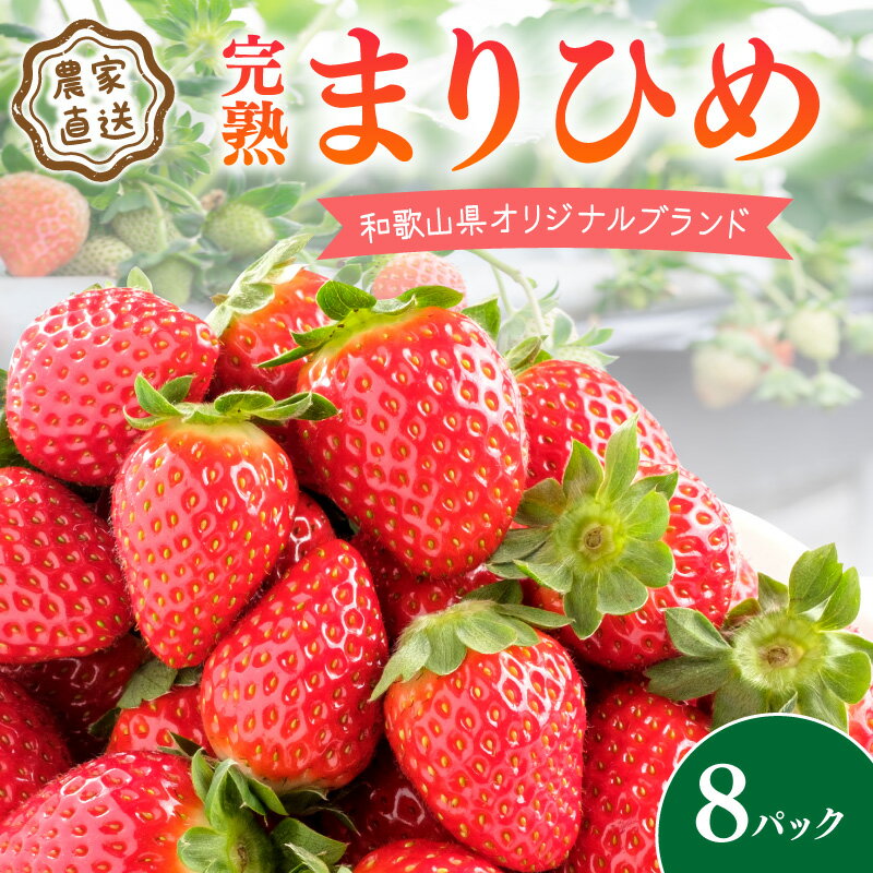 【ふるさと納税】《全国いちご選手権2022年第2位・2023年第3位！》農家直送 完熟まりひめ 8パック（和歌山県オリジナルブランドいちご）《先行予約》2027年3月中旬以降順次発送【配送不可地域：北海道・沖縄・離島】いちご 甘い イチゴ 苺 フルーツ パック 数量限定