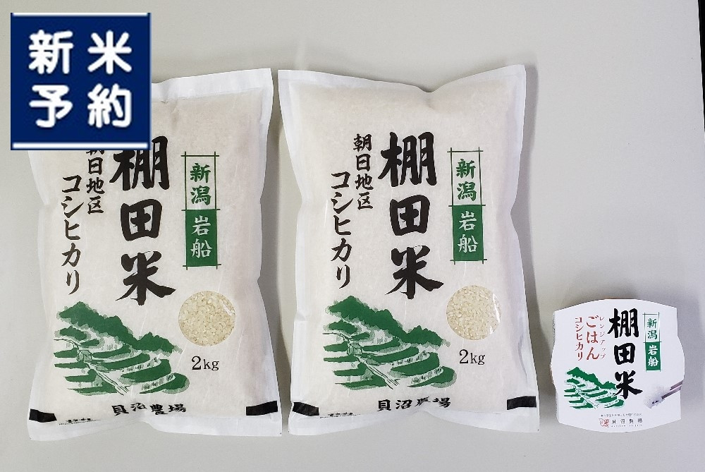 
            【新米受付・令和7年産米】【6ヶ月定期便】新潟県村上市岩船産 棚田米コシヒカリ 4kg（2kg×2袋）+パックごはん(150g×1個) ×6ヶ月 1067145N
          