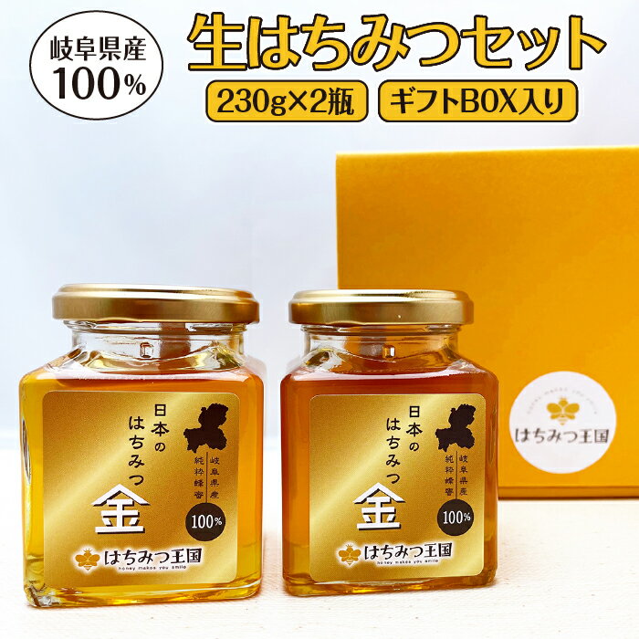 【ふるさと納税】岐阜県産100% 生はちみつセット 230g×2瓶【ギフトBOX入り】 [No.677] ／ 国産 ハチミツ 蜂蜜 送料無料 岐阜県