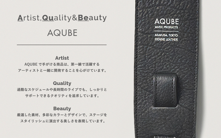 AQUBE MUSIC PRODUCTS ギターストラップ　シュリンク ブラック ［ M ］(裏面カラー：スムースオーク)