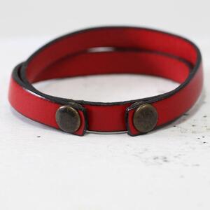 オシャレに決まる！牛革【イタリアンレースブレスレット】自由にアレンジ レザーカラー：赤 WL002 赤 ブレスレット