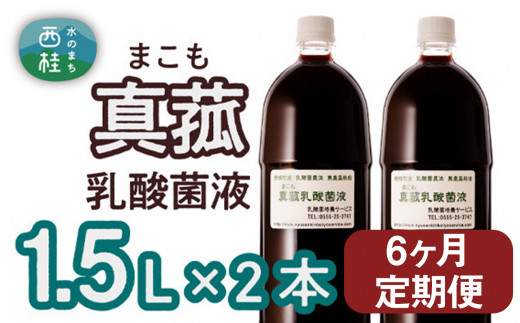 【定期便】真菰（まこも）乳酸菌液　1.5L×2本　6ヶ月定期便 ／ マコモ 無農薬栽培 山梨県