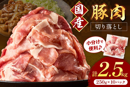 国産豚肉切り落とし 2mm 計2.5kg【034-0077】