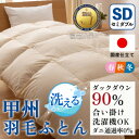 【ふるさと納税】洗える羽毛布団 合い掛け布団(セミダブル) 洗濯できる 防ダニ 春秋冬【甲州羽毛ふとん】【1502585】