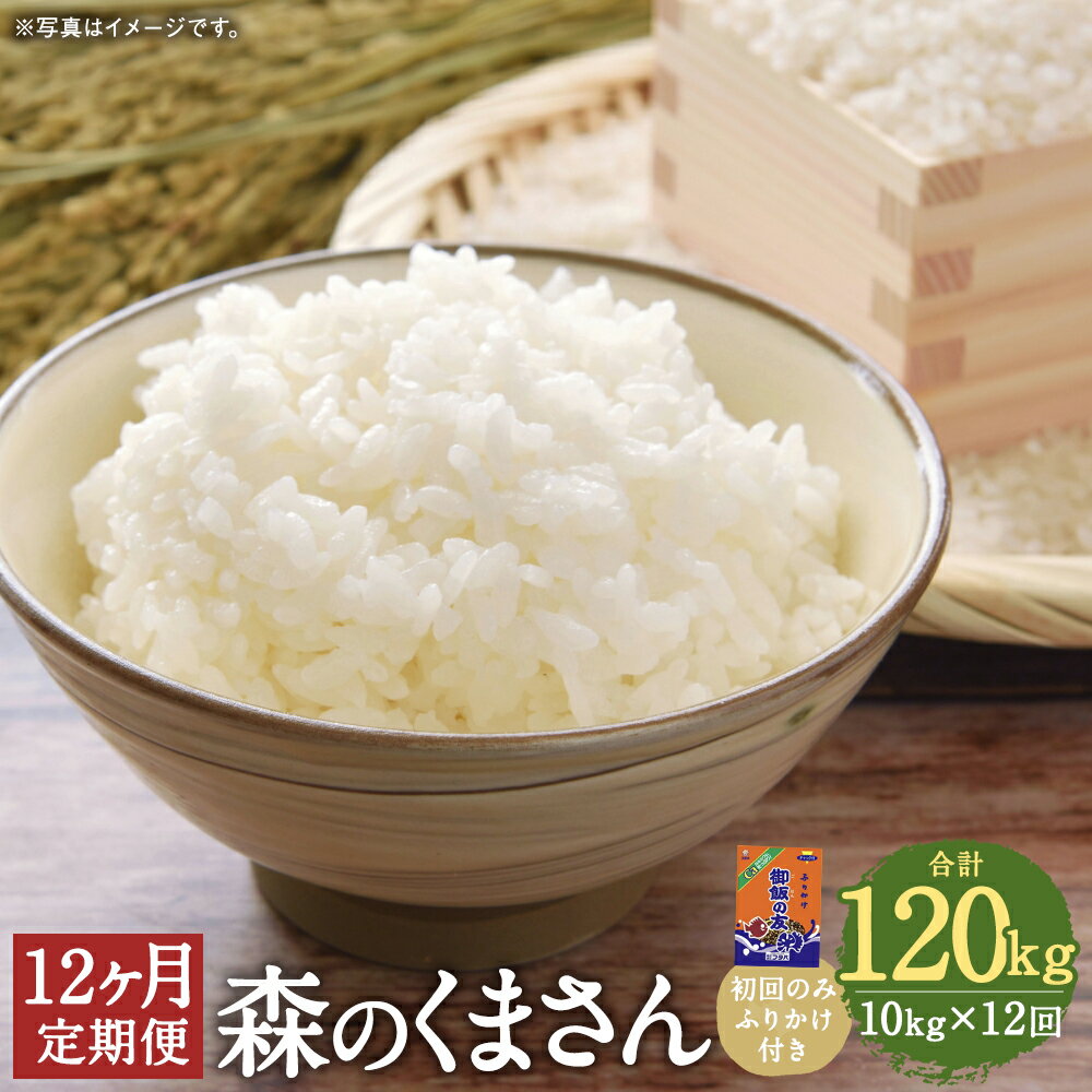 【ふるさと納税】【12ヶ月定期便】森のくまさん 10kg×12回お届け 合計120kg 定期便 ご飯の友 3袋付き お米 白米 ふりかけ ごはんの友 熊本県産 九州産 送料無料【2025年10月上旬より1回目の発送予定】