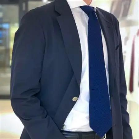 【手織りネクタイ】ネイビー フレスコタイ kuskafabric  京都・丹後のシルク織物_装飾品・工芸品 ネクタイ・ベルト 服飾小物 _【1080337】