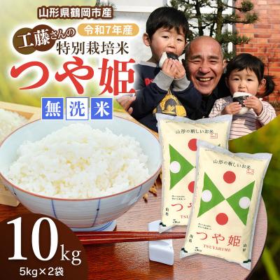 ふるさと納税 鶴岡市 【令和7年産】山形県庄内産　特別栽培米　つや姫　無洗米　10kg(5kg×2袋)