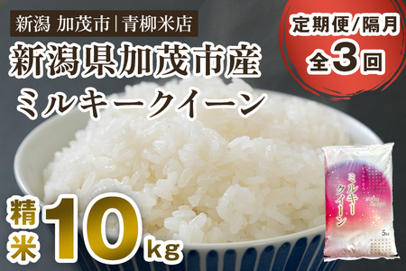 【令和6年産新米先行予約】【定期便3回隔月お届け】新潟県央地区 ミルキークイーン 精米10kg（5kg×2）白米 青柳米店 定期便 定期購入 定期 ミルキークイーン 新潟県産ミルキークイーン 米 お米 ミルキークイーン ミルキークイーン ミルキークイーン ミルキークイーン ミルキークイーン