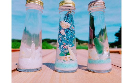 天然素材のシーボトル制作キット（１本用）工作 インテリア 雑貨 海 小物 貝殻 サンゴ 夏休み なつやすみ 自由研究 ハンドメイド 手作り【R01332】