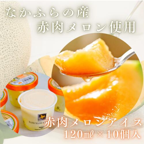 【ふるさと納税】なかふらの赤肉メロンアイス　10個入