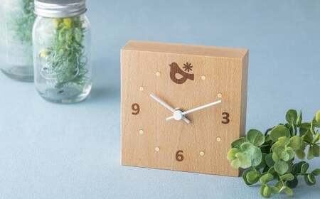 木象嵌 置時計 Forest 岩手県 北上市 夢工房 E0308 ナチュラル 北欧風 木製 木工品 うさぎ ことり ふくろう 木の葉 インテリア 贈り物 記念品 お祝い プレゼント ギフト 小物 置物