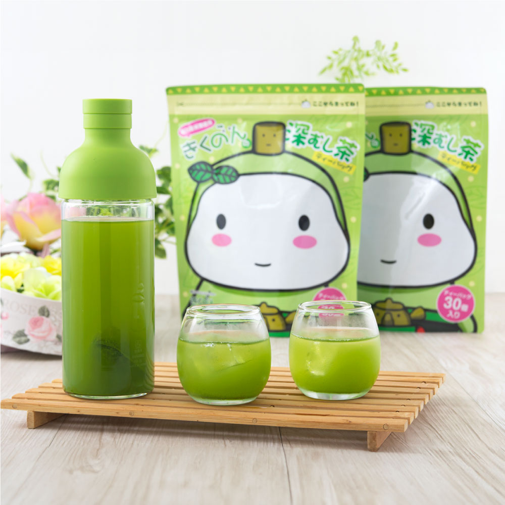 【ふるさと納税】きくのんの深むし茶 ティーバッグ ふるさと納税限定 セット（深蒸し茶ティーバッグ 2袋（1袋あたり約5g×30入）・名刺・缶バッジ）きくのん お茶 深蒸し茶 緑茶 日本茶 詰め合わせ 化粧箱入り 静岡県産 静岡県 菊川市 御中元 お中元 夏ギフト ギフト