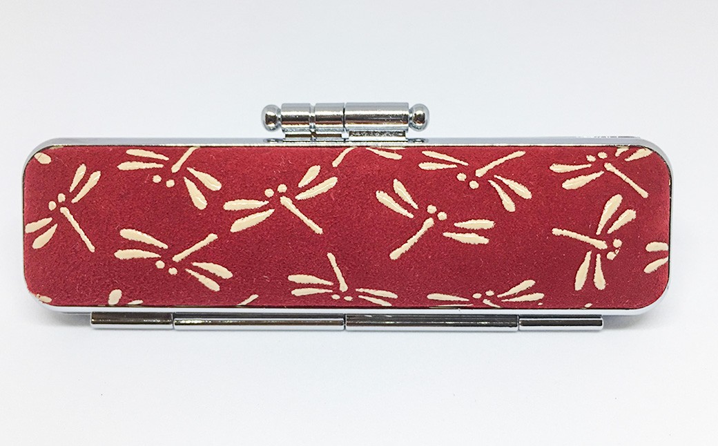 甲州印伝ケース付 黒檀印鑑（トンボ柄）