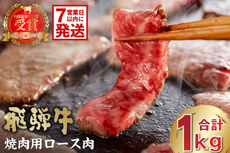 飛騨牛　焼肉用ロース1kg（500ｇ×2）【0016-053-1w】
