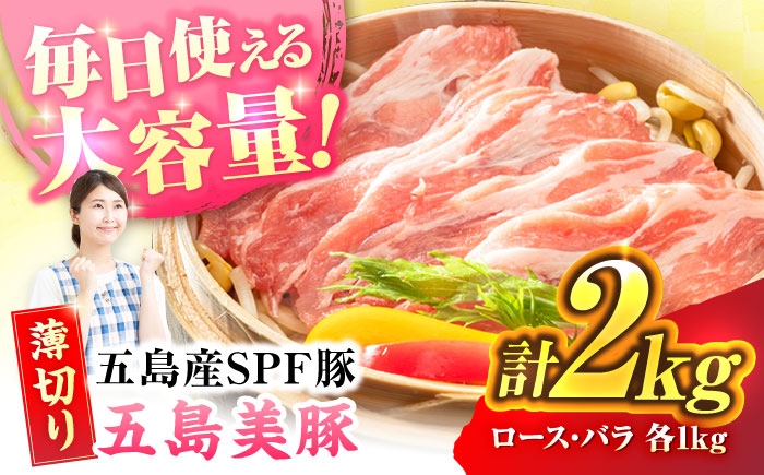 
            五島美豚薄切り2kg[PAF057] うすぎり しゃぶしゃぶ 五島美豚 国産豚肉セット ブランド 食べ比べ 冷凍 ロース バラ 小分け 人気 おすすめ
          